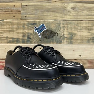Dr. Martens Ramsey Smooth Leather Creepers Men’s Size 9 Black White Ben Sole - Picture 1 of 12
