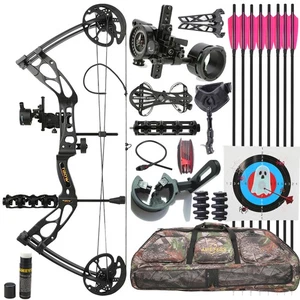30 zoll Bogenschießen Compoundbogen Pfeil Set 0-70lbs Regulieren Aluminium Feuer - Picture 1 of 19