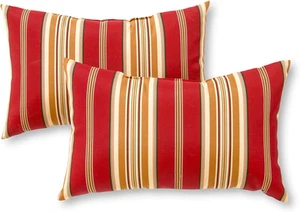 Outdoor 19X12 Inch Rectangle Decorative Throw Pillow, 2-Pack, Tuscan Stripe 2 Co - Picture 1 of 12