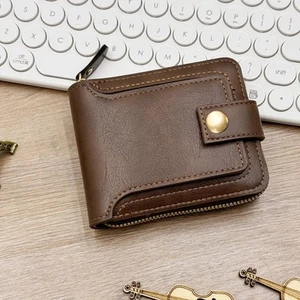 New Men Wallet Genuine Leather RFID Zip Around Bifold with Card HolderfTrK - Picture 1 of 10