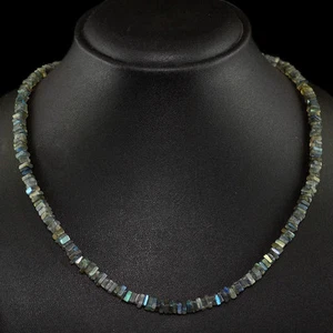 SUPERB 110.00 CTS AMAZING BLUE FLASH LABRADORITE UNHEATED BEADS NECKLACE (DG) - Picture 1 of 3