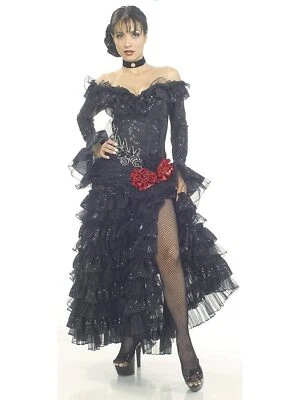 Black Senorita Spanish Lady Salsa Dancer Fancy Dress Up Halloween Adult Costume - Image 1 of 2