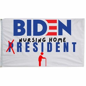 Joe Biden Nursing Home Resident Wall Flag | Funny Anti Biden 3x5 ft Single-Sided - Picture 1 of 3