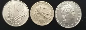 lot 3 coins Italy 10 Lire, 50 Lire, 20 centesime all nice coins FC066 - Picture 1 of 2