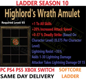 ✅PC PS4 PS5 XBOX SWITCH✅LADDER Highlord's Amu 1sk Diablo 2 Resurrected Items D2R - Picture 1 of 1