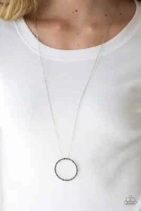 Paparazzi "Center of Attention" Purple Rhinestone & Silver Hoop Pendant Necklace - Picture 1 of 3