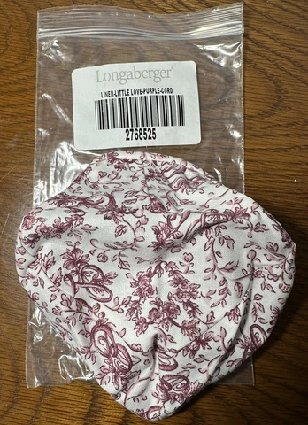 Longaberger Little Love Sweetheart Basket LINER ONLY- Cord Purple- NEW IN BAG Cover
