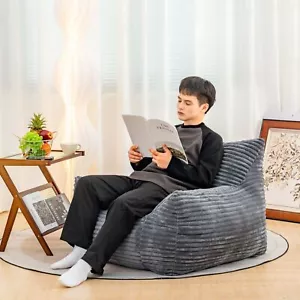 Beige Adults Mini Single Cloud Couch Bean Bag Chair Lazy Floor Sofa Chair - Picture 1 of 5