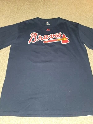 Camisa Majestic Atlanta Braves Jason Heyward #22 Grande Azul Manga Corta Foto 1 de 4