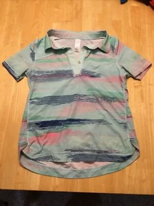 Ivivva Girls Size L/12 Match Driver Collared Golf Tee Multicolor Teal Pink Blue - Picture 1 of 6