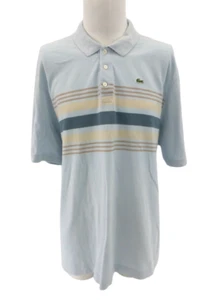 Lacoste Polo Collar Shirt Alligator Blue Brown Striped Men's Size 9 XXXL 3XL - Picture 1 of 3