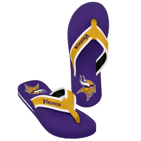 Minnesota Vikings NFL Men's Contour Flip Flops ~ NWT Cover