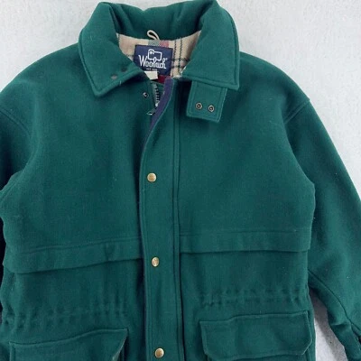 vtg WOOLRICH GREEN MID-LENGTH FULL ZIP WOOL JACKET SIZE MEDIUM - Image 1 of 4