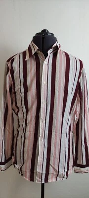 Hugo Boss Mens Casual Long Sleeve Cotton Shirt Old Money Striped Pink Purple L - image 1 of 4