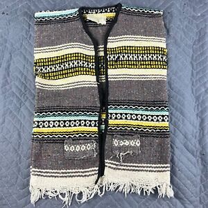Vintage Mexican Serape Poncho Blanket Vest Youth Small Mexican Southwestern