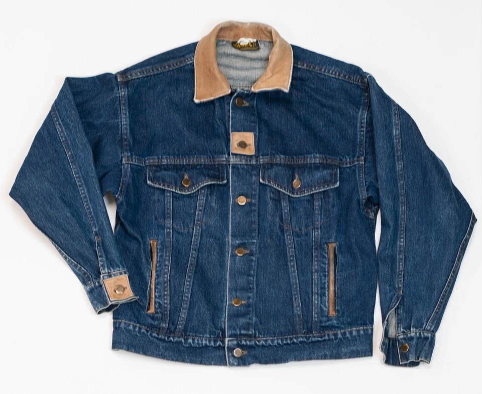 Chaqueta de mezclilla vintage de los 80 KRAZY KRINKLE para hombre talla pequeña defecto en el cuello Foto 1 de 4
