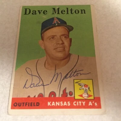 1958 Topps Dave Melton Autographed Baseball Card Kansas City A's RC dec. - Image 1 of 2