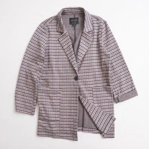 Sanctuary Womens City Blazer Oversize Long Houndstooth Pink Polyester Size Large - Picture 1 of 9