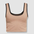 $67 Terez Women's Brown Colorblock Tlc Active Crop Top Size M