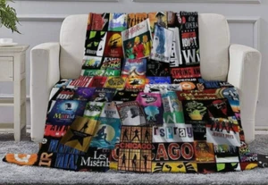 Broadway Musicals Collage Fleece Blanket Plush Throw Blanket Brand New Sealed - Picture 1 of 6
