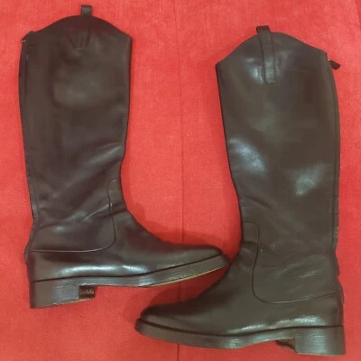 Gucci Botas Ecuestres de Cuero Negro 'Victoria' Hasta la Rodilla Planas Largas con Cremallera Talla 38 Foto 1 de 4