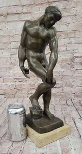 Estatua de bronce masculina desnuda detallada de Rodin: estatuilla de Adam, venta de decoración de arte francés - Imagen 1 de 10