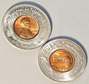FERIA JUNTACOSAS VILLALBA ADJUNTAS PUERTO RICO Encased Cent Lucky Penny ANILLADO - Picture 1 of 4