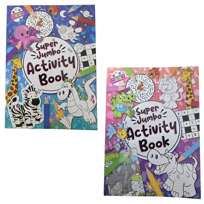 A4 Super Jumbo Kids Children Activity Book Travel Fun Animal Colouring Puzzles - Image 1 of 4