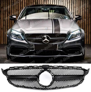 Gloss Black Grille 2019+ facelift Mercedes C s205 w205 c205 a205 AMG Single-fin - Picture 1 of 7
