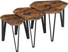 VASAGLE Nesting Coffee Table, Set of 3 End Tables for Living Room, Stacking Side