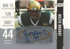 2008 SAGE HIT Football Autographs Silver #A44 Jordon Dizon Auto