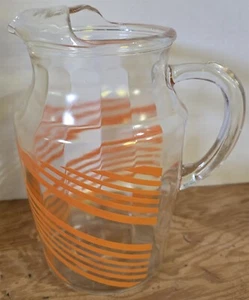 Vintage MC Orange Streifen Retro Glas Wasser Tee Servier Krug - Bild 1 von 7