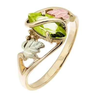 Peridot Marquise Cut - Black Hills Gold Ring / Custom Made in USA Gift Box - Image 1 of 3