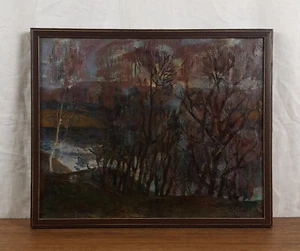 Flusslandschaft, Herbstlandschaft, dunkles Gemälde, Original oi, Künstler Shilov - Bild 1 von 13