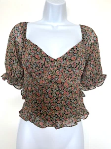 NEU Anthropologie üppiges XL blau/rot kokette Babydoll Cottagecore Puffärmel Oberteil - Bild 1 von 7