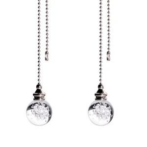 2pcs Crystal Bubble Ball Fan Pull Chain Lamp Metal Pull Extension for Light Fan - Picture 1 of 8