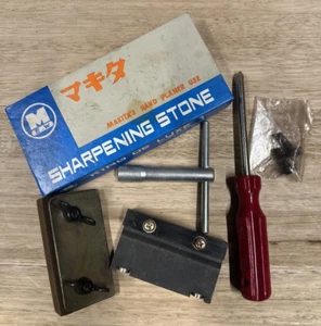 Vintage Makita Power Planer Blade Sharpening kit stone & guides Made in Japan - Foto 1 di 4
