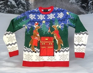 Blizzard Bay Beer Pocket Funny Ugly Christmas Sweater Mens S Holiday Party - Picture 1 of 12