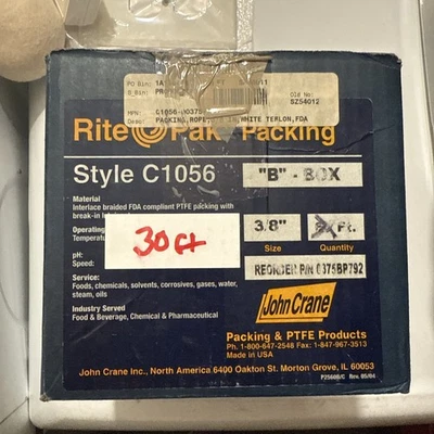 John Crane Rite Pak Packing - C1056 - 3/8" - 30 Feet - Image 1 of 3