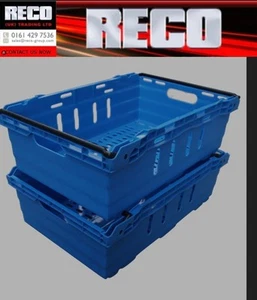10 x USED, BLUE ,DEEP 600 X 400 X 250mm BALE ARM CRATE STACKING BOX TRAY STORAGE - Picture 1 of 2