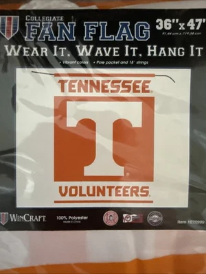 Nueva bandera de abanico universitario 36x47 Tennessee Volunteers Wear It Wave It Hang It Foto 1 de 4
