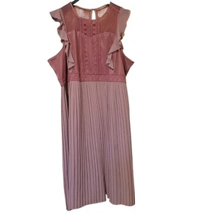NEW MODCLOTH Dress Women 4X Pink Ruffle Crochet Lace Heirloom Keyhole Plus - Picture 1 of 7