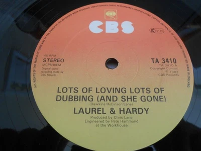 Laurel & Hardy - "Lots Of Loving Lots Of Dubbing (And She Gone" - CBS 12" Single - Image 1 of 2