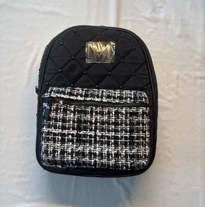 Badgley Mischka Black Quilted Tweed Pocket Studs Backpack NWT MSRP $169 - Picture 1 of 9