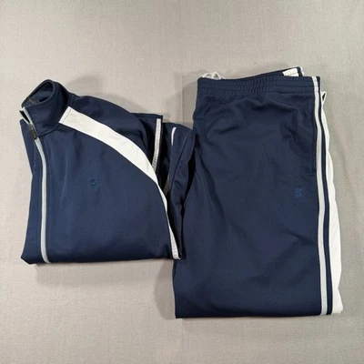 De Colección Traje de Pista de Arranque Para Hombres Grande Azul Chaqueta Pantalones Y2K Sudor Gimnasio Entrenamiento Foto 1 de 4