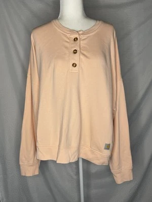 Carhartt Calce Relajado Melocotón 3 Botones Pullover Ropa de Trabajo Sudadera Para Mujer XL Foto 1 de 4