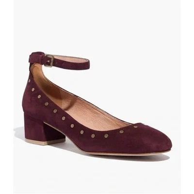 Zapatos Madewell Inez con tachuelas y correas al tobillo de gamuza con tachuelas correa al tobillo zapatos de tacón bloque Foto 1 de 4