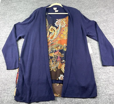 Chico's Cardigan and Tank Set Women's Size 3 XL Navy Paisley NWT $178.50 - Image 1 of 4