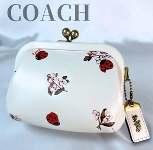 Coach 1941 Lady Bug Floral Print Kiss Lock Coin Purse w/ Slots Great Condition! - Picture 1 of 11