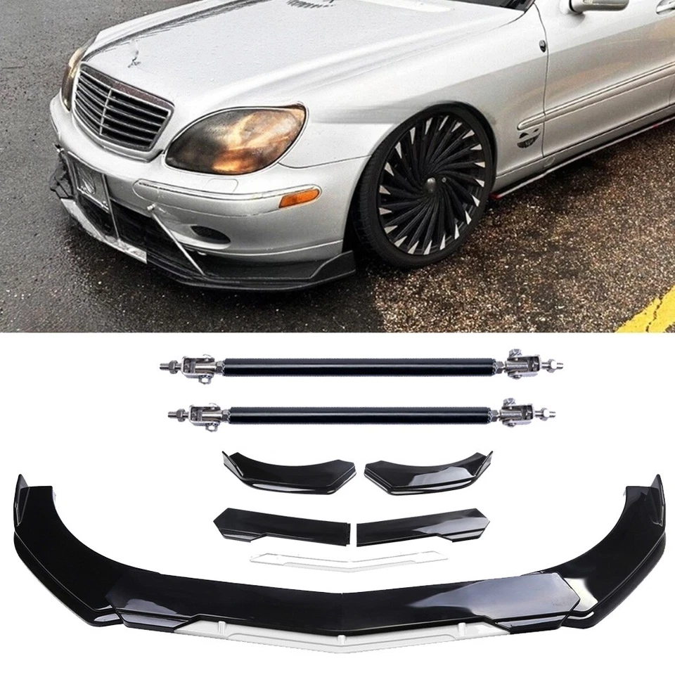 For Mercedes Benz S500 Front Bumper Lip Splitter Sport Spoiler Black White Body - Изображение 1 из 4